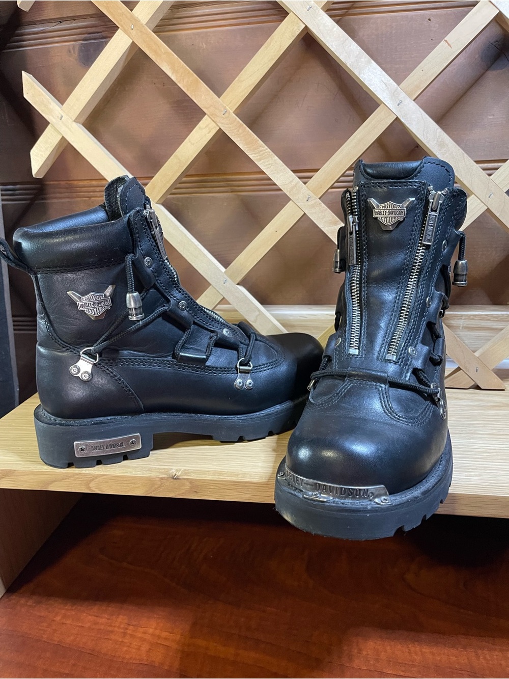 NWOT Unique Harley-Davidson Black Leather Lace-Up Leather Motorcycle Boots Sz 9 - Picture 11 of 15